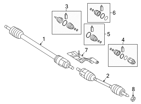 2017 Hyundai Sonata Drive Axles - Front Joint Kit-Front Axle Differential Side LH Diagram for 49582-E6000