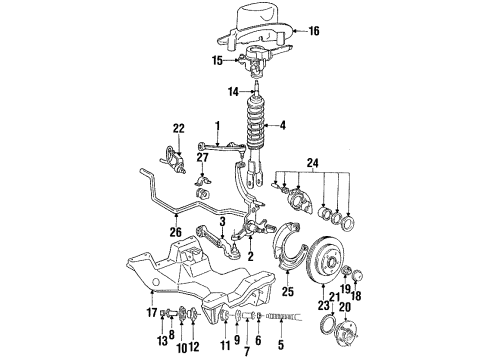 1993 Ford Thunderbird Front Brakes Bushing Kit Outer Bushing Diagram for F7SZ-3A225-AA