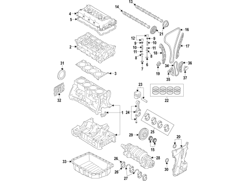 2018 Kia Sportage Engine Parts, Mounts, Cylinder Head & Valves, Camshaft & Timing, Variable Valve Timing, Oil Cooler, Oil Pan, Oil Pump, Balance Shafts, Crankshaft & Bearings, Pistons, Rings & Bearings Cooler Assembly-Engine Oil Diagram for 26410-2G000