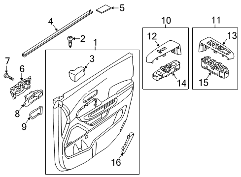 2021 Kia Sedona Front Door Power Window Unit Assembly Diagram for 93576A9BB0