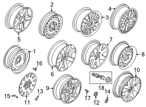 2000 BMW 323Ci Wheels Alloy Rim, Forged Diagram for 36111094499