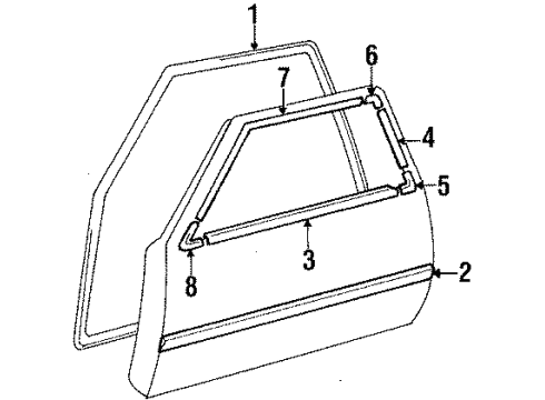 1985 Toyota Corolla Door & Components Moulding, Front Door Belt, LH Diagram for 75720-19175