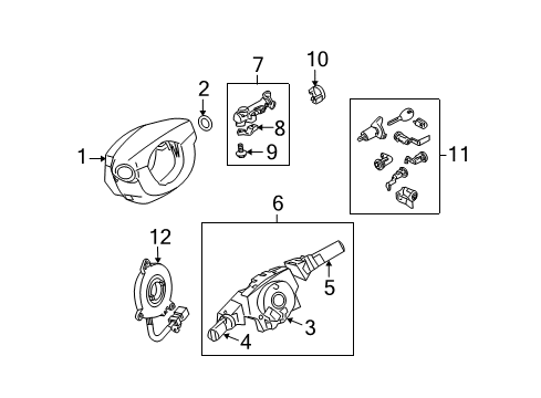 2009 Infiniti QX56 Shroud, Switches & Levers Lock Set-Steering Diagram for 48700-ZQ10A