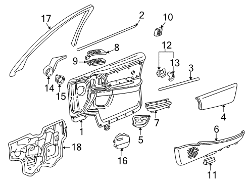 1997 Buick Park Avenue Interior Trim - Front Door Switch Asm, Front Side Door Window & Multifunction Diagram for 25718947