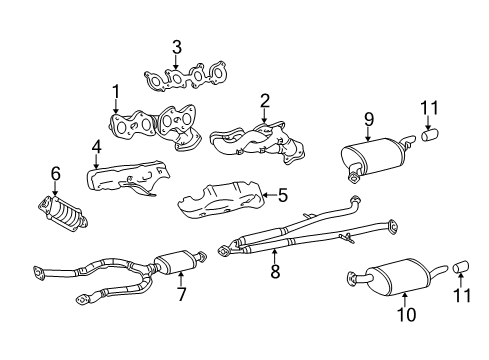 2001 Lexus GS430 Exhaust Components, Exhaust Manifold Front Exhaust Pipe Assembly Diagram for 17410-50330