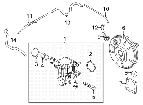 2021 Nissan Versa Dash Panel Components Cylinder Assy-Brake Master Diagram for D6010-5EE0B