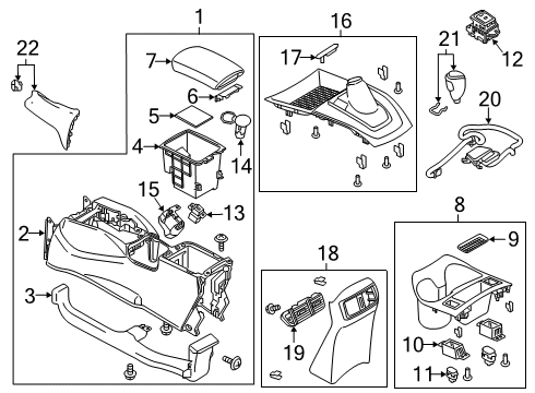 2017 Nissan Rogue Sport Center Console Body-Console Diagram for 96911-6MA1A