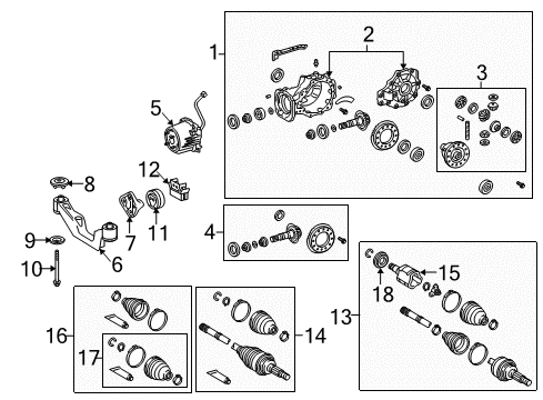 2014 Lexus RX350 Axle & Differential - Rear Boot Kit, Rear Drive Shaft Diagram for 04429-48041