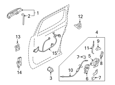 2010 Ford Explorer Sport Trac Front Door Latch Diagram for 8L2Z-7826413-C