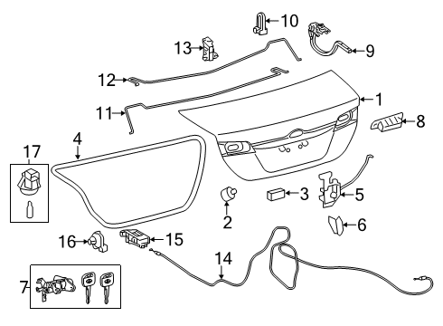 2013 Toyota Camry Trunk Lid Hinge Diagram for 64510-06090