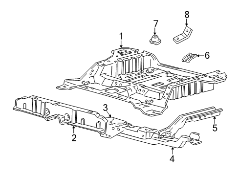 2000 Hyundai Accent Rear Body - Floor & Rails Bracket Assembly-Spare Tire Mounting Diagram for 65515-22000