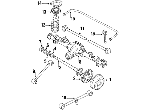 1987 Nissan Van Rear Suspension Components, Axle Housing, Lower Control Arm, Upper Control Arm, Stabilizer Bar & Components Seal Grease Diagram for 43232-P4500