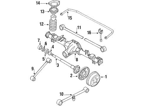 1987 Nissan Van Rear Suspension Components, Axle Housing, Lower Control Arm, Upper Control Arm, Stabilizer Bar & Components Drum Brake, Rear Diagram for 43206-V0200