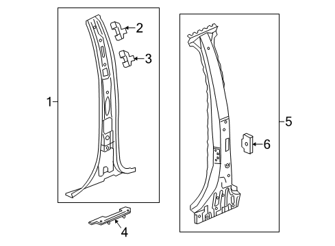 2015 GMC Sierra 2500 HD Center Pillar Inner Center Pillar Baffle Diagram for 22789067