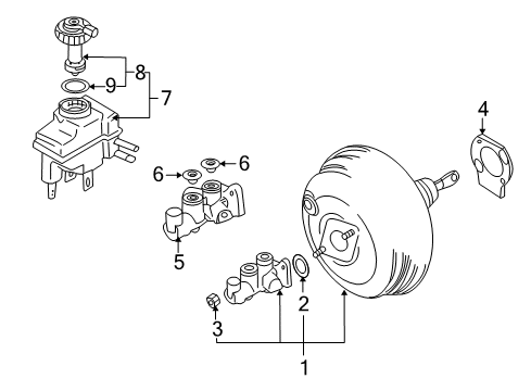 2001 BMW Z8 Dash Panel Components Brake Master Cylinder Diagram for 34316754880