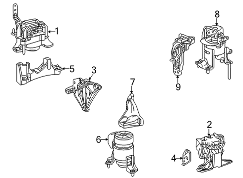 2022 Toyota Highlander Engine & Trans Mounting Rear Mount Bracket Diagram for 12303-F0140