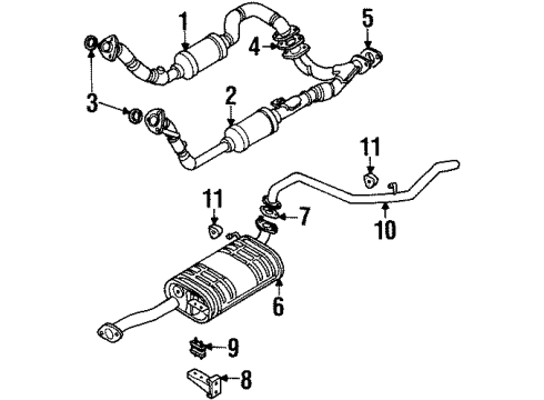 2000 Isuzu VehiCROSS Exhaust Components Gasket, Pipe Diagram for 8-97102-031-1