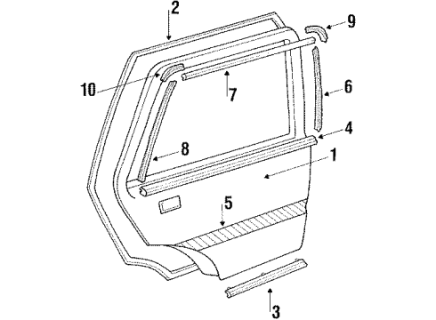 1989 Mitsubishi Precis Rear Door Weatherstrip Assembly-Rear Door Lower RH Diagram for 83140-21101