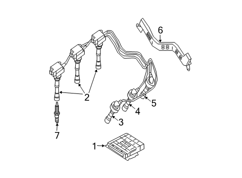 2003 Kia Sorento Powertrain Control Spark Plug Cable Assembly No.1 Diagram for 2742039800
