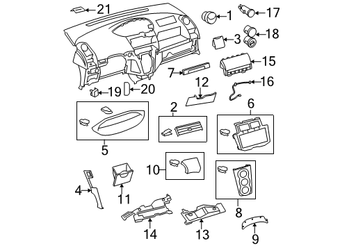 2008 Toyota Yaris Cluster & Switches, Instrument Panel Hole Plug Diagram for 55547-28010-B1