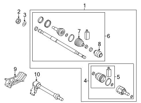2015 Kia Forte5 Drive Axles - Front Boot Kit-Front Axle Differential Diagram for 49595A64A5