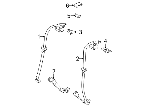 2008 Toyota Solara Rear Seat Belts Anchor Plate Diagram for 73719-AA010