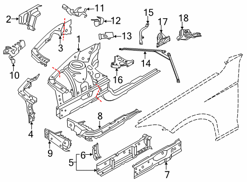 2016 BMW 435i xDrive Structural Components & Rails Strut, Partition Wall Diagram for 51617326244