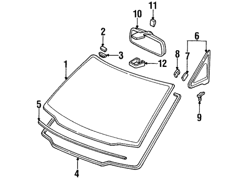 1995 Honda Odyssey Windshield Glass Cover, Stay *G38L* (Matsuyama) (JADE GREEN) Diagram for 76408-SH3-901ZP