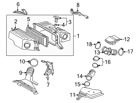 2006 Lexus RX400h Powertrain Control Inlet, Air Cleaner Diagram for 17751-20040