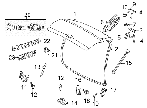 1999 Dodge Durango Lift Gate & Hardware, Exterior Trim Nut-RETAINER Diagram for 6501730