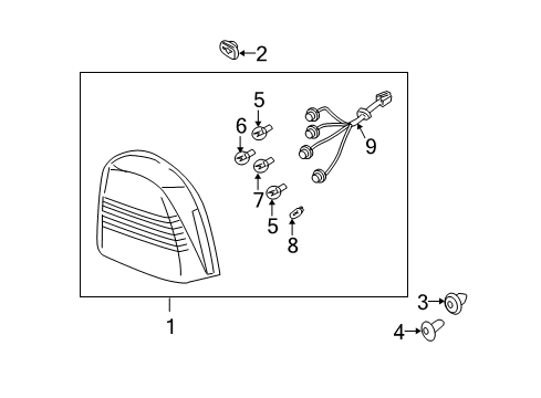 2004 Kia Spectra Bulbs Lamp-Rear Combination, RH Diagram for 0K2SR51150A