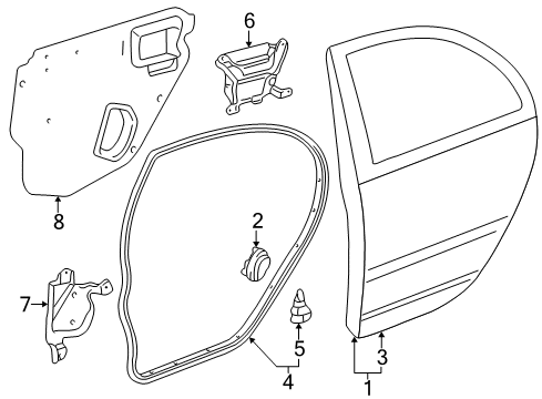 2008 Toyota Corolla Rear Door Door Weatherstrip Diagram for 67872-02090