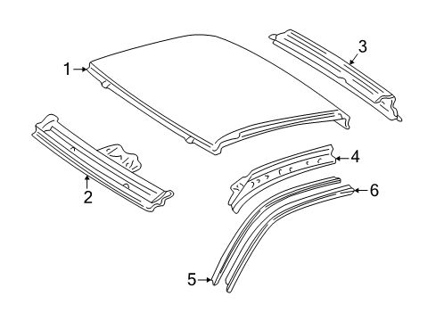 2004 Toyota Tundra Roof & Components Weatherstrip Diagram for 62382-0C020