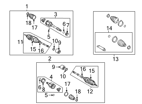 Diagram for 2004 Toyota Highlander Drive Axles - Front 