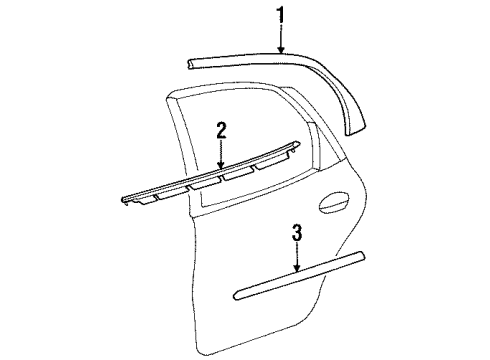 1996 Mercury Sable Exterior Trim - Rear Door Body Side Molding Diagram for F6DZ5425532BAF