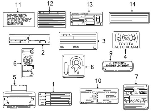 2014 Toyota Camry Information Labels Fuel Label Diagram for 74559-33030