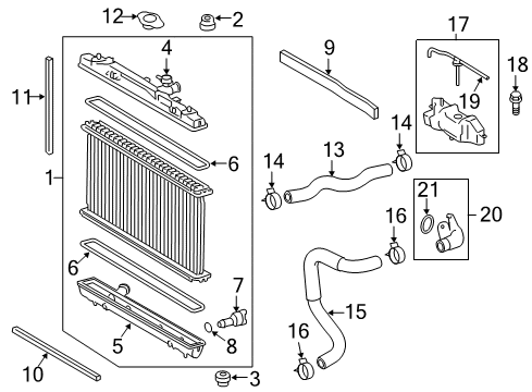 2015 Lexus ES300h Radiator & Components Gasket, Water Inlet Diagram for 16325-36010