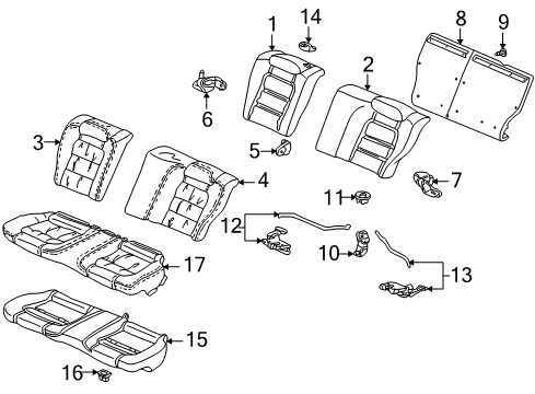 2002 Honda Accord Rear Seat Components Guide, Webbing *YR169L* (MILD BEIGE) Diagram for 82127-S84-A01ZC