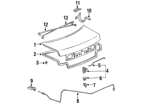 1993 Toyota Camry Trunk Lid Lock Assembly Diagram for 64610-33011