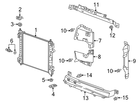 2015 Chevrolet Spark Radiator & Components Lower Support Diagram for 95132289