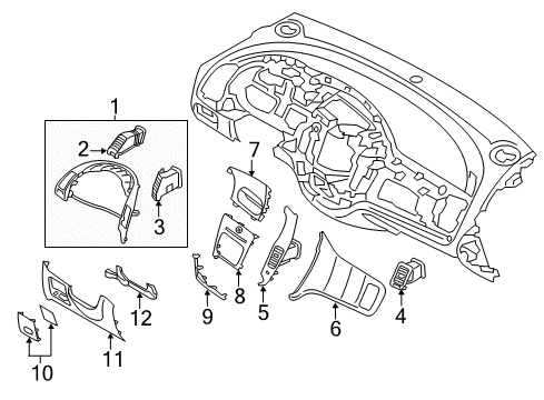 2015 Kia Forte Cluster & Switches, Instrument Panel Air VENTILATOR Assembly Diagram for 97430A7000AK5