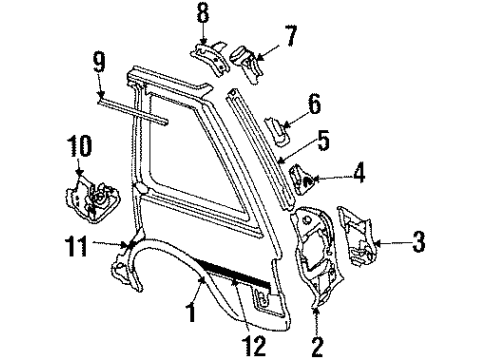 1987 Nissan Stanza Quarter Panel, Exterior Trim Base-Filler Lid Diagram for 78130-16R00