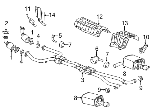 2014 Chevrolet SS Exhaust Components Center Muffler Diagram for 92272880