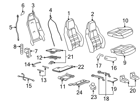 2008 Chevrolet Corvette Passenger Seat Components Seat Back Cover Diagram for 88994126