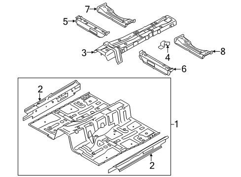 2016 Kia K900 Floor & Rails Panel Assembly-Center Floor Diagram for 651103T210