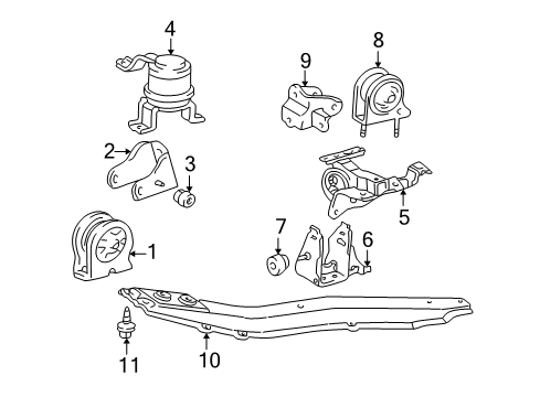 2002 Toyota RAV4 Engine & Trans Mounting Side Mount Diagram for 12305-28060