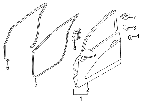 2012 Kia Rio Front Door Cover Assembly-Front Door Frame Diagram for 822701W000
