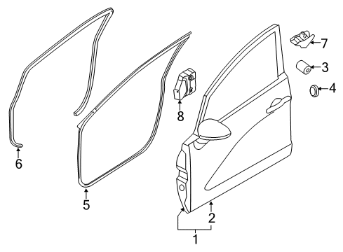 2012 Kia Rio Front Door WEATHERSTRIP-Front Door Body Side Diagram for 821101W000