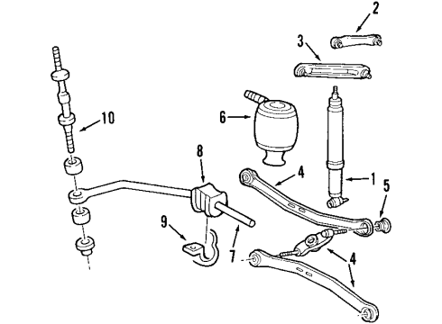 1999 Lincoln Town Car Rear Suspension Components, Lower Control Arm, Upper Control Arm, Ride Control, Stabilizer Bar Bushings Diagram for FOVY-5493-B