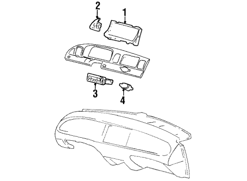 2000 Lincoln Town Car Instruments & Gauges Cluster Assembly Diagram for YW1Z-10849-AA